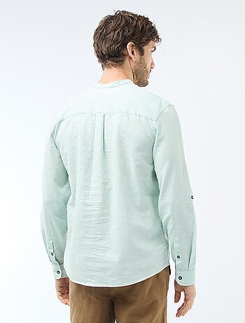 Chemise col mao avec lin