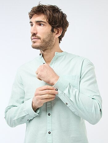 Chemise col mao avec lin