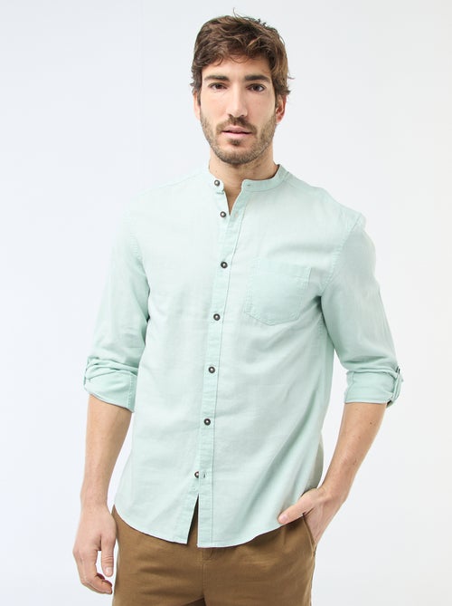 Chemise col mao avec lin - Kiabi