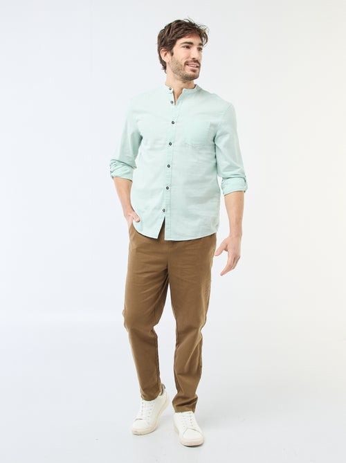 Chemise col mao avec lin - Kiabi