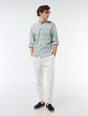 Chemise col mao avec lin