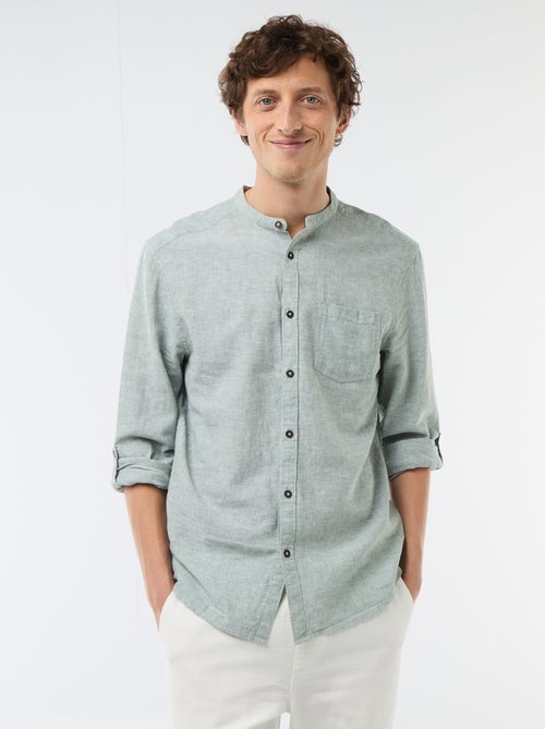 Chemise col mao avec lin - Kiabi