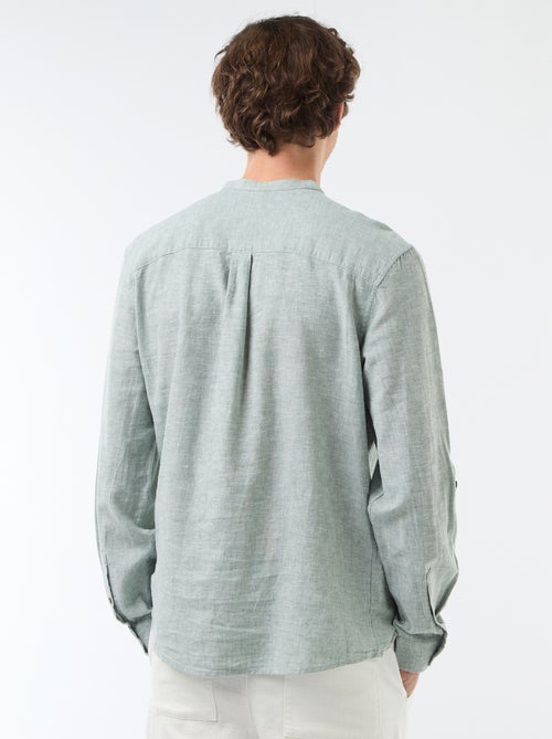 Chemise col mao avec lin - Kiabi
