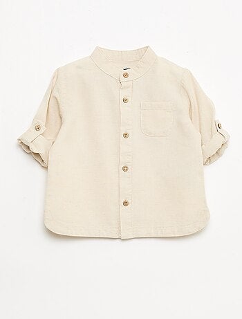 Chemise col mao avec manches retroussables