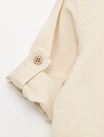 Chemise col mao avec manches retroussables