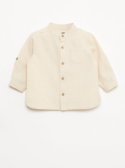 Chemise col mao avec manches retroussables - Kiabi