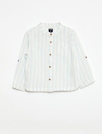 Chemise col mao avec manches retroussables