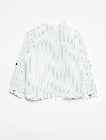 Chemise col mao avec manches retroussables