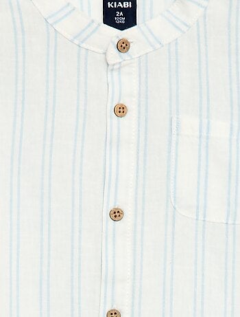 Chemise col mao avec manches retroussables