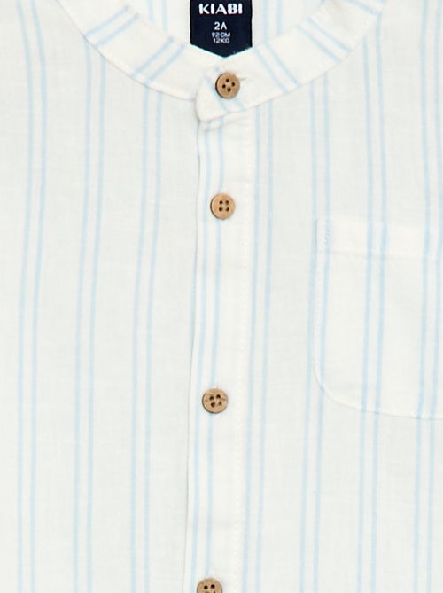 Chemise col mao avec manches retroussables - Kiabi