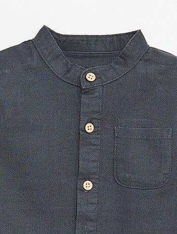 Chemise col mao avec manches retroussables