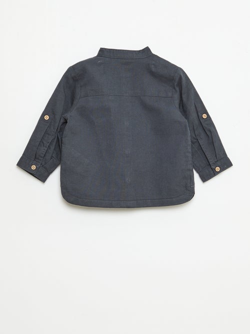 Chemise col mao avec manches retroussables - Kiabi