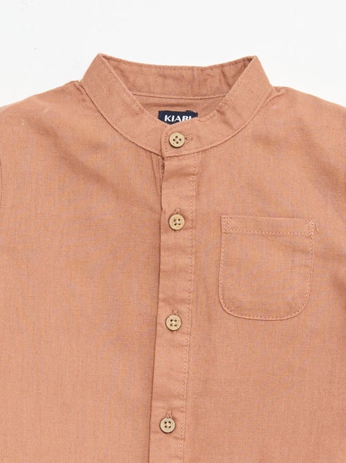 Chemise col mao avec manches retroussables - Kiabi