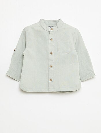 Chemise col mao avec manches retroussables