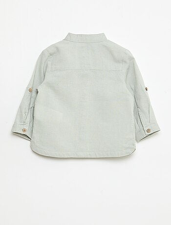 Chemise col mao avec manches retroussables