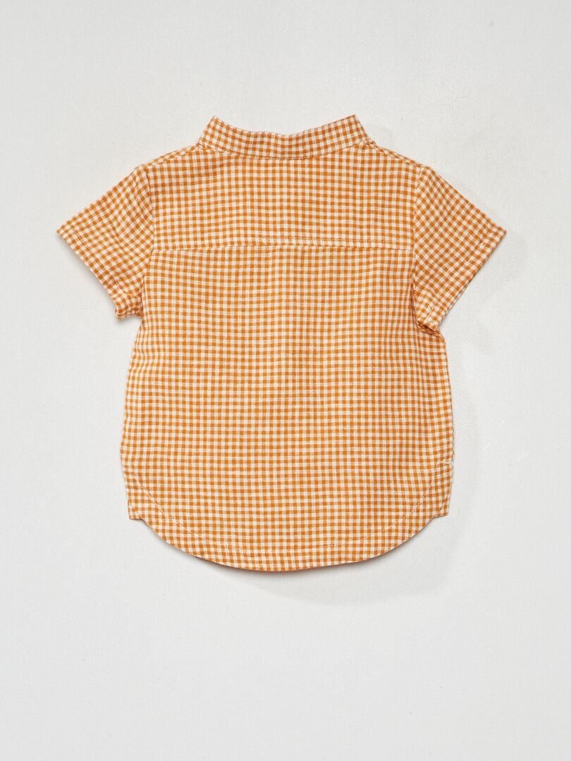 Chemise col mao Blanc/jaune - Kiabi