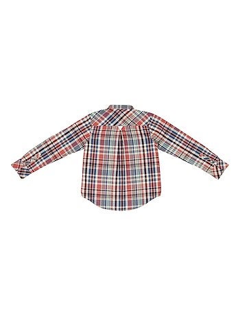 Chemise Col Mao Carreaux Bordeaux LIVERPOOL - 'LA FAUTE A VOLTAIRE'