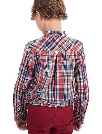 Chemise Col Mao Carreaux Bordeaux LIVERPOOL - 'LA FAUTE A VOLTAIRE'