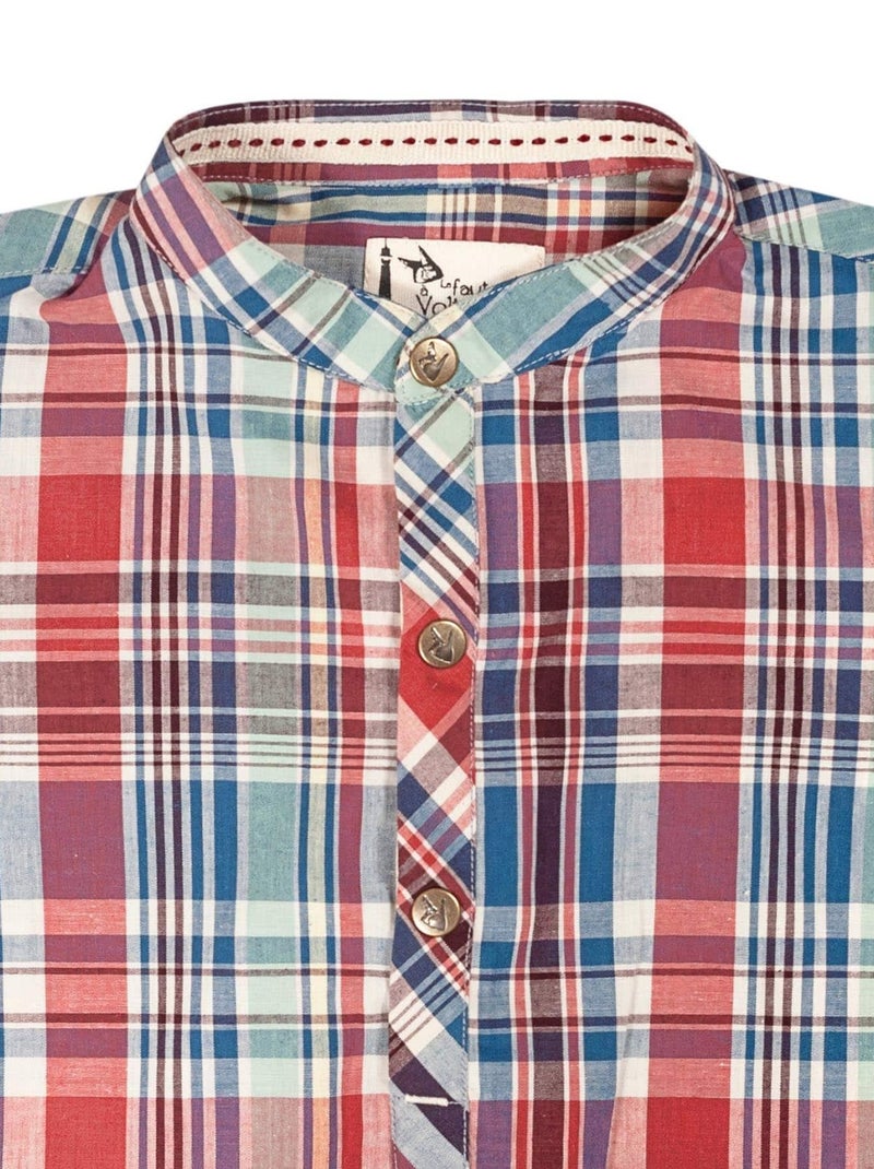 Chemise Col Mao   Carreaux Bordeaux  LIVERPOOL - 'LA FAUTE A VOLTAIRE' Bordeaux - Kiabi