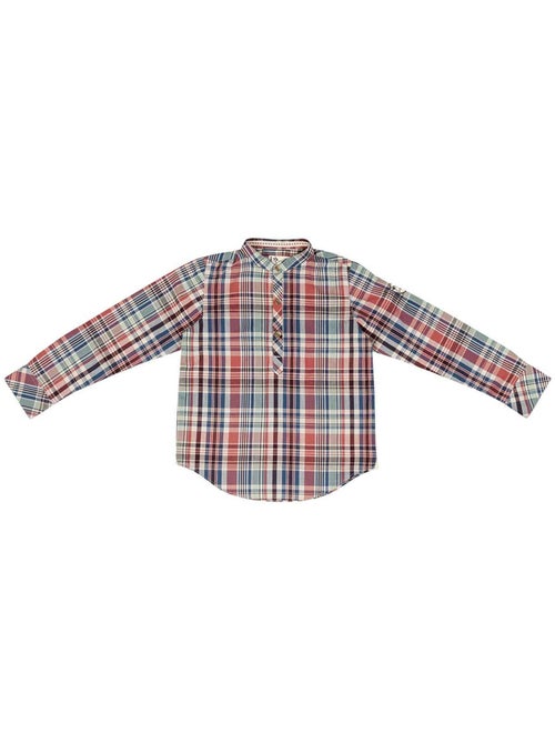 Chemise Col Mao   Carreaux Bordeaux  LIVERPOOL - 'LA FAUTE A VOLTAIRE' - Kiabi