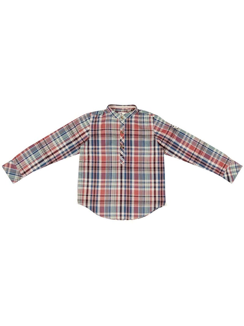 Chemise Col Mao   Carreaux Bordeaux  LIVERPOOL - 'LA FAUTE A VOLTAIRE' Bordeaux - Kiabi