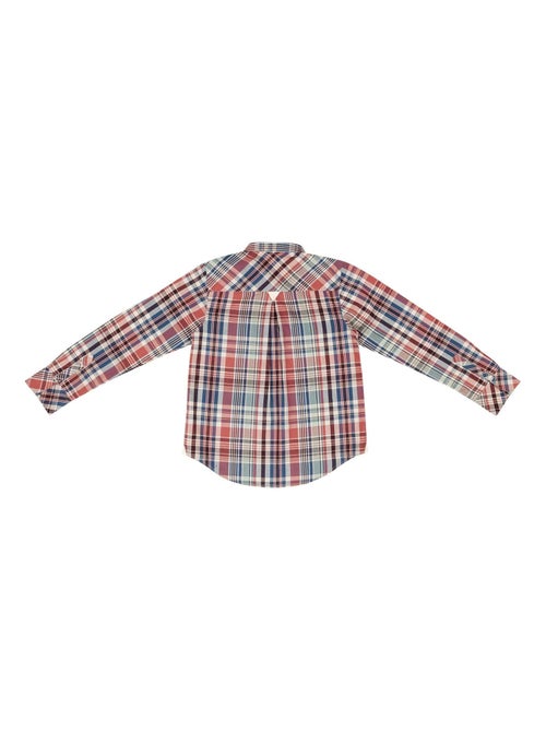 Chemise Col Mao   Carreaux Bordeaux  LIVERPOOL - 'LA FAUTE A VOLTAIRE' - Kiabi