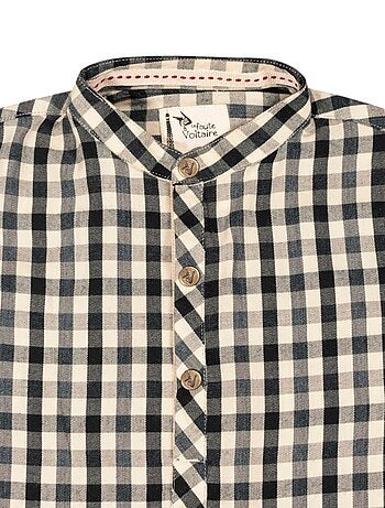 Chemise Col Mao Carreaux LIVERPOOL - La Faute à Voltaire