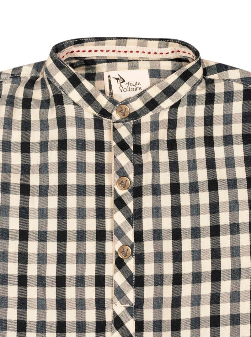 Chemise Col Mao   Carreaux    LIVERPOOL - La Faute à Voltaire Noir Beige - Kiabi