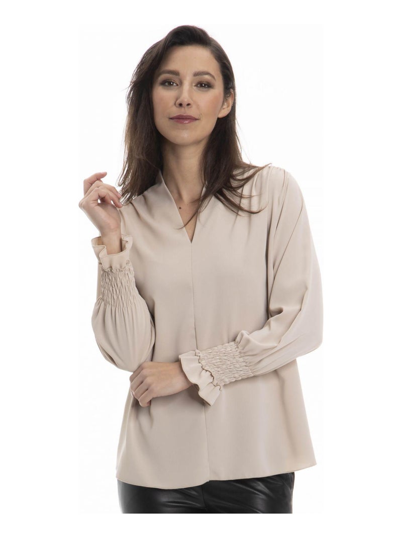 Chemise col mao CATHY - Gérard Pasquier Beige - Kiabi