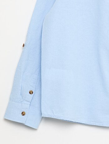 Chemise col mao en coton uni