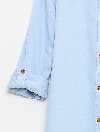 Chemise col mao en coton uni