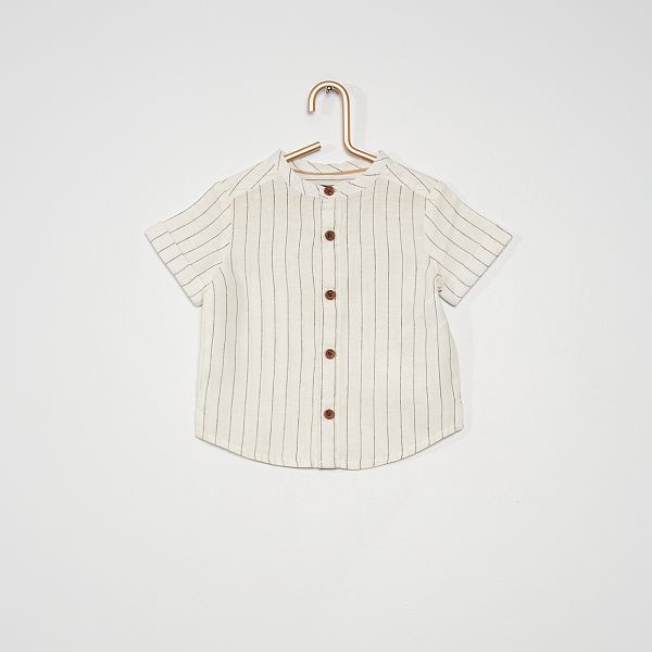 Chemise col mao en lin bébé garçon - blanc - Kiabi - 9,00€