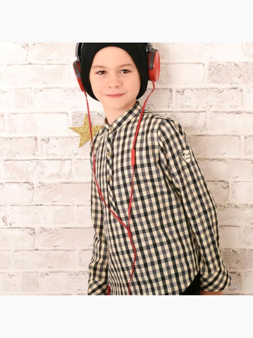 Chemise Col Mao Garçon  Carrx Noir Beige  LIVERPOOL - 'LA FAUTE A VOLTAIRE' - Kiabi