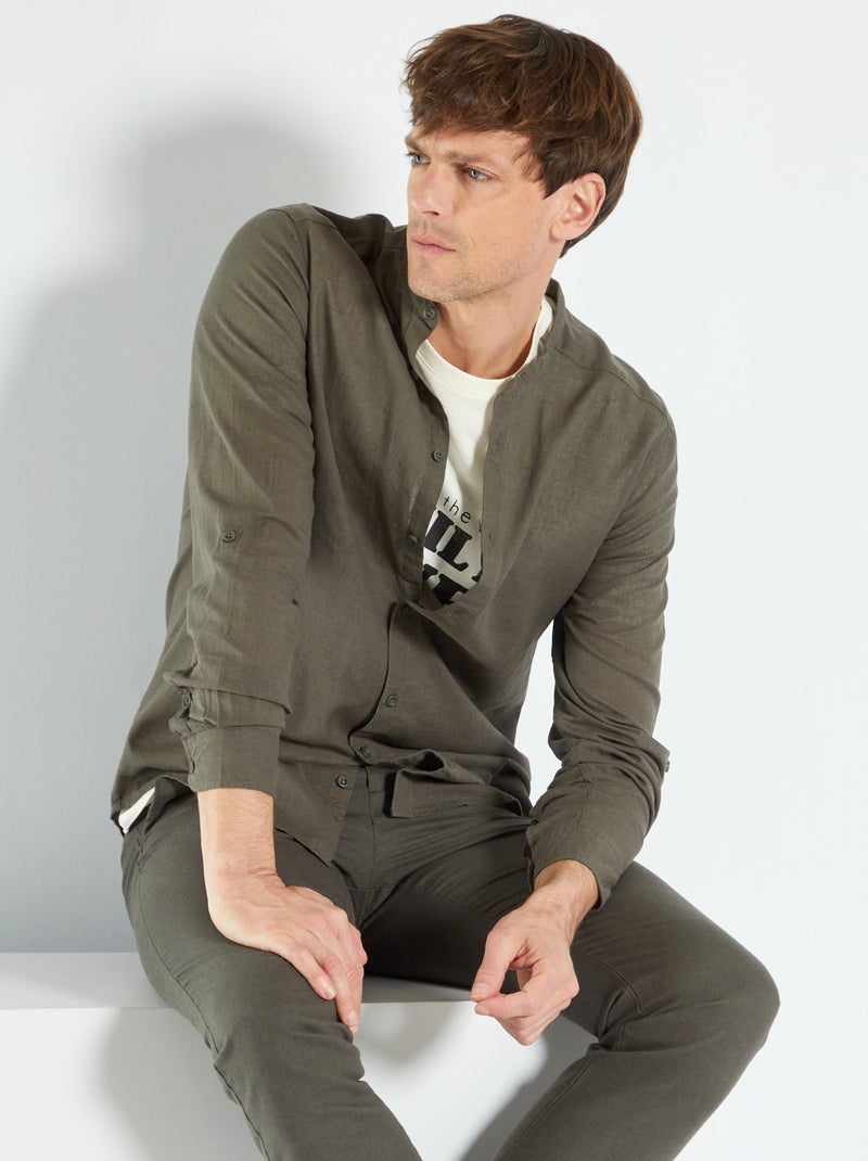 Chemise col mao kaki - Kiabi
