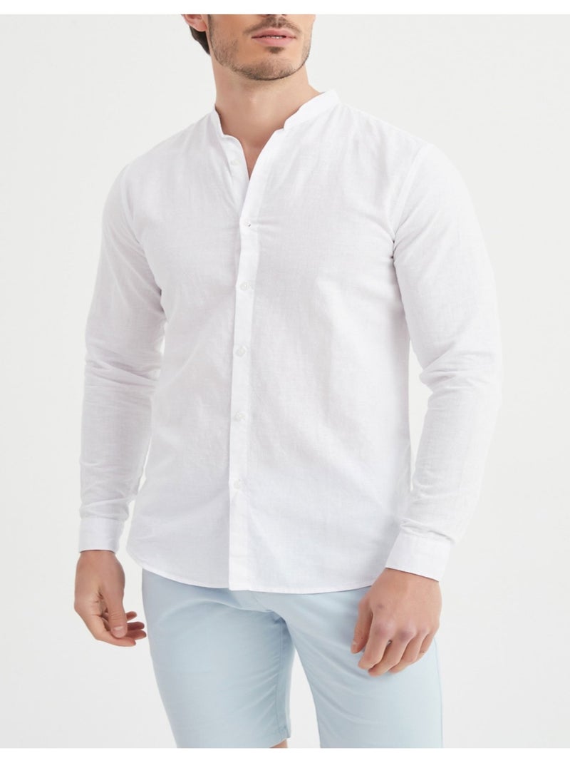 Chemise Col Mao Kebello Blanc - Kiabi