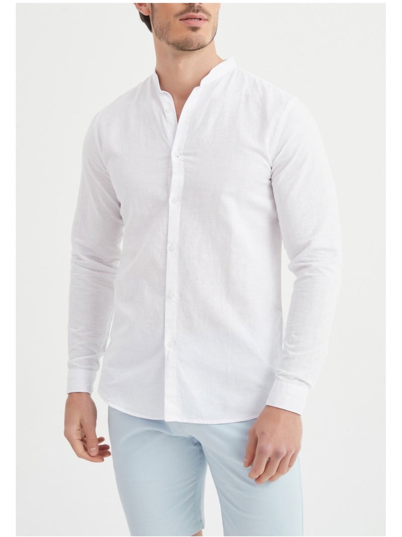 Chemise Col Mao Kebello Blanc - Kiabi
