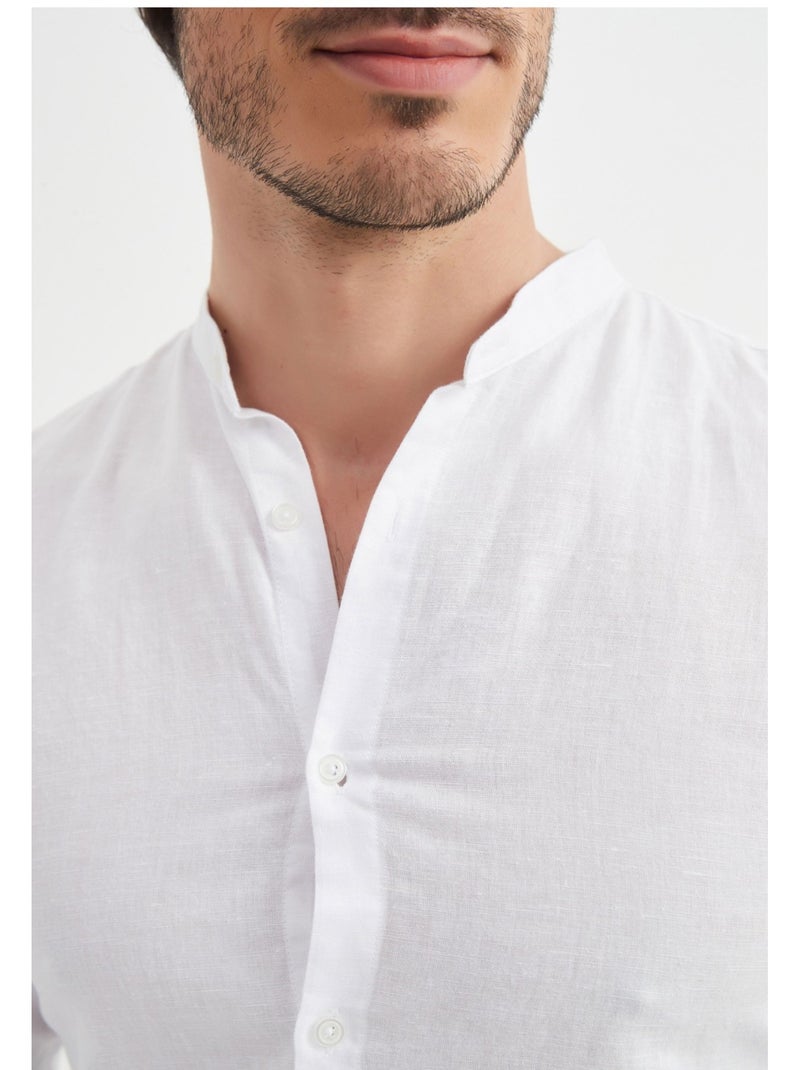Chemise Col Mao Kebello Blanc - Kiabi