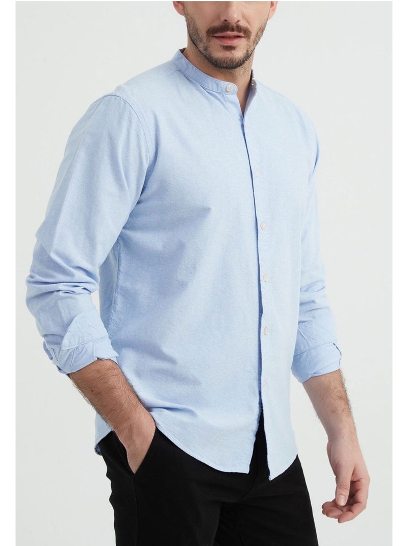 Chemise Col Mao Kebello Bleu ciel - Kiabi