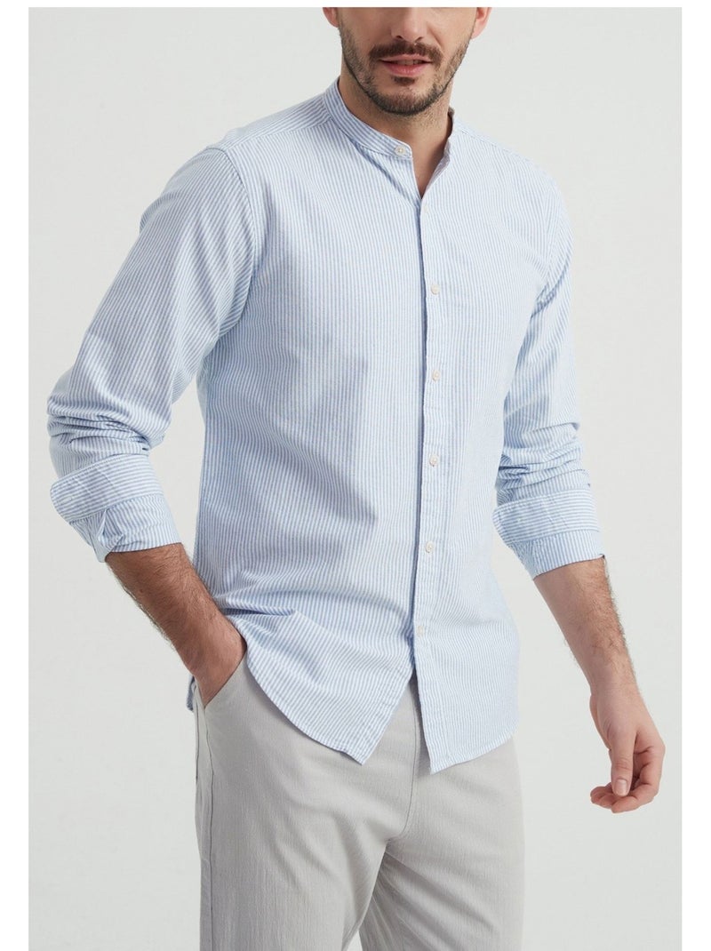 Chemise Col Mao Kebello Bleu ciel - Kiabi