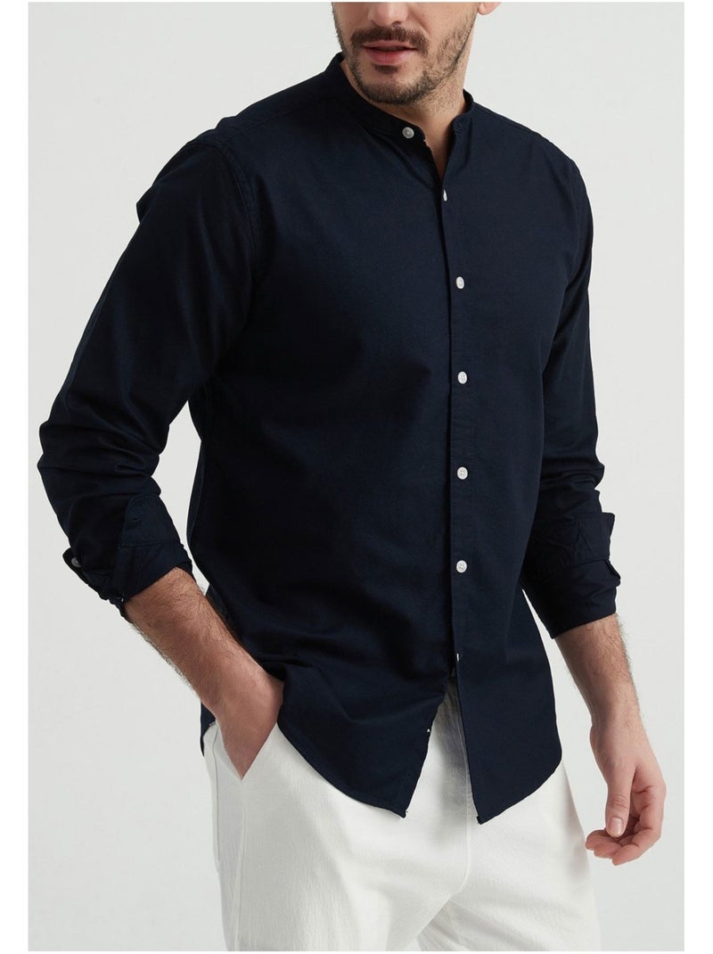 Chemise Col Mao Kebello Bleu marine - Kiabi