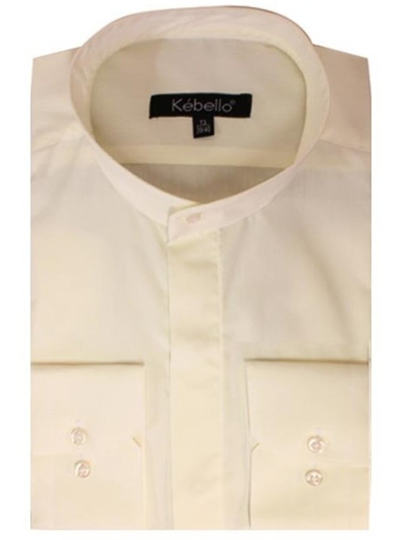 Chemise col mao Kebello Ecru - Kiabi