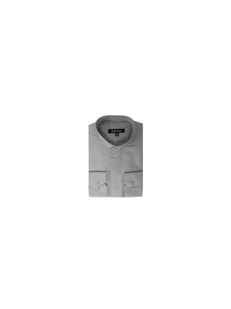 Chemise col mao Kebello Gris - Kiabi