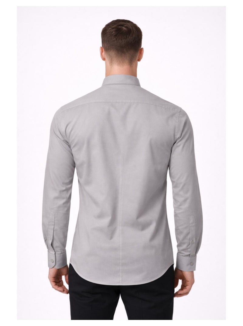 Chemise col mao Kebello Gris - Kiabi