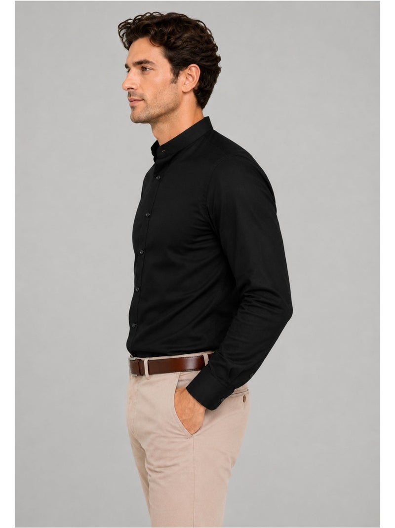Chemise Col Mao Kebello Noir Noir - Kiabi