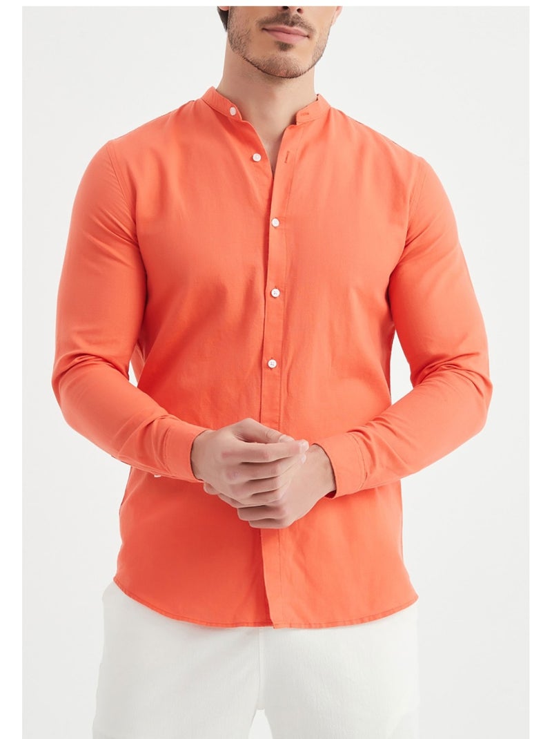 Chemise Col Mao Kebello Orange - Kiabi