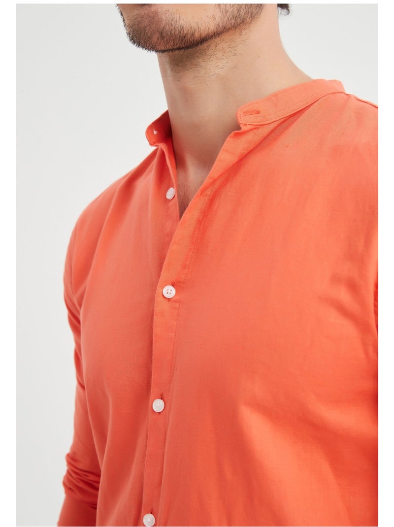 Chemise Col Mao Kebello Orange - Kiabi