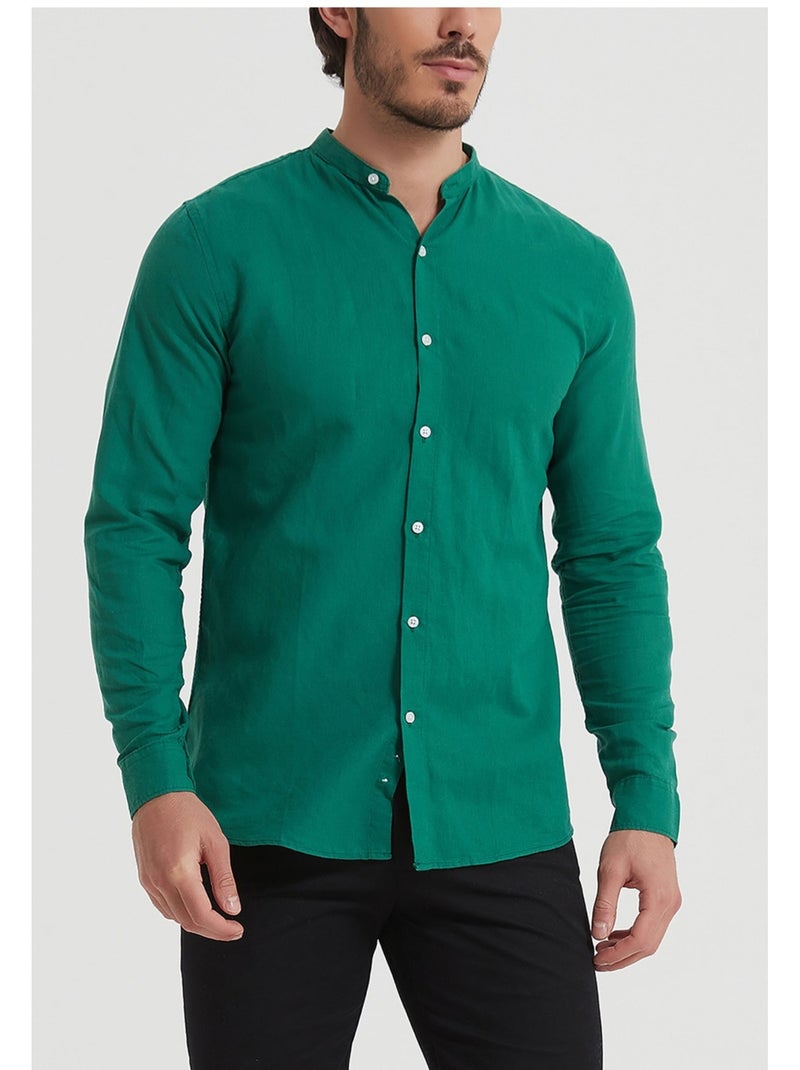 Chemise Col Mao Kebello Vert - Kiabi