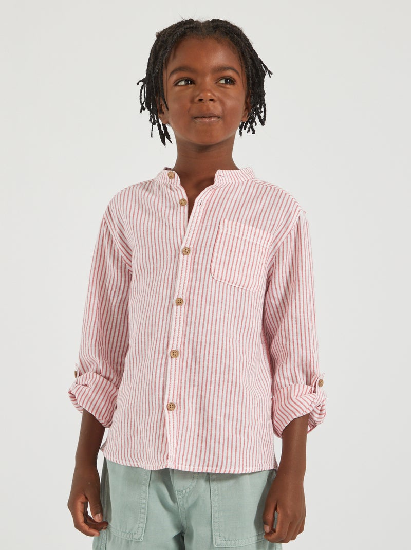 Chemise col mao rouge - Kiabi