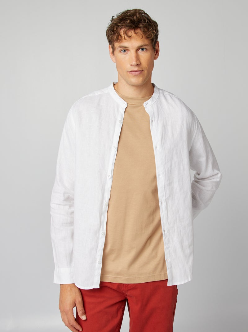Chemise col mao uni blanc - Kiabi