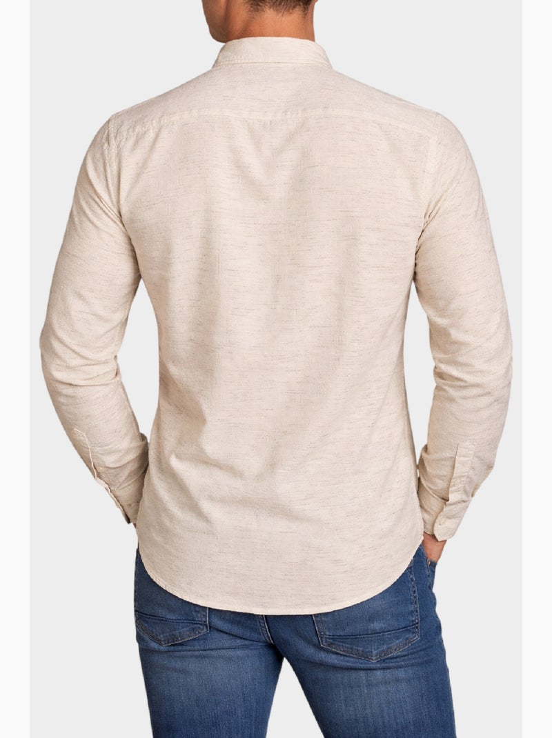 Chemise col mao unie Beige - Kiabi